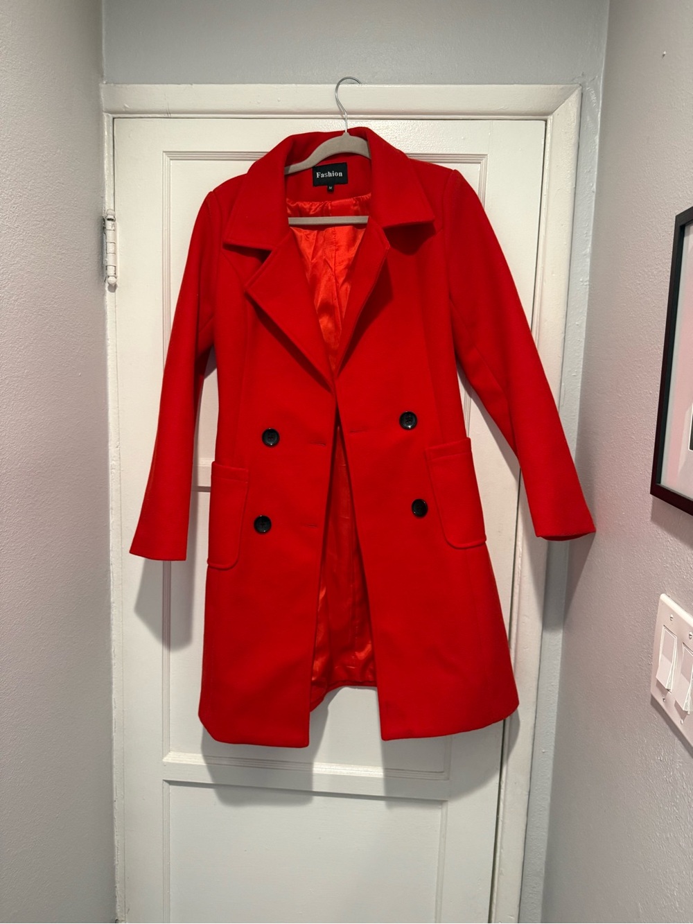 Red Double-Breasted Women's Coat